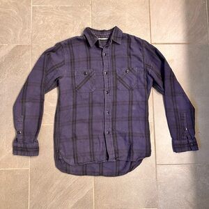3sixteen Men’s Navy Plaid Flannel Shirt | Medium | Button Front